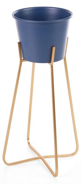 KOVOVÝ KVETINÁČ SO STOJANOM 19X34 CM MODRÁ