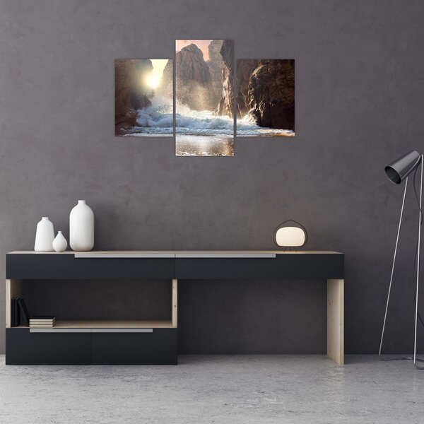 Obraz - Skaly a vlny oceánu (90x60 cm)