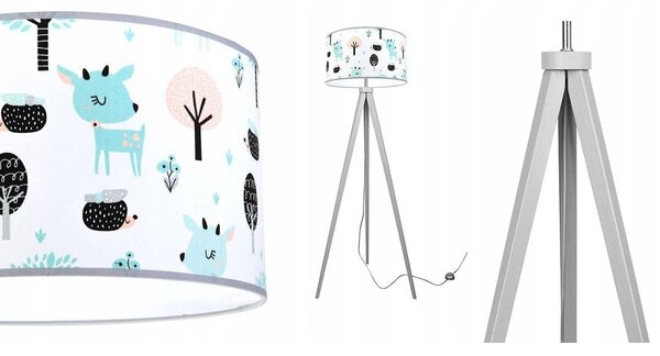 Detská stojacia lampa Bambi, 1x textilné tienidlo so vzorom, (výber z 2 farieb konštrukcie)