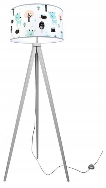 Detská stojacia lampa Bambi, 1x textilné tienidlo so vzorom, (výber z 2 farieb konštrukcie)