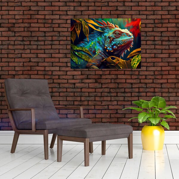 Obraz - Farebný leguán (70x50 cm)