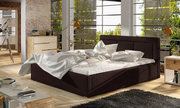 Čalúnená manželská posteľ s roštom Branco 140 - tmavohnedá (Sawana 26)
