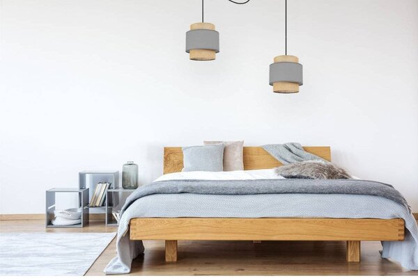 Závesné svietidlo Boho Spider, 2x jutové/sivé textilné tienidlo