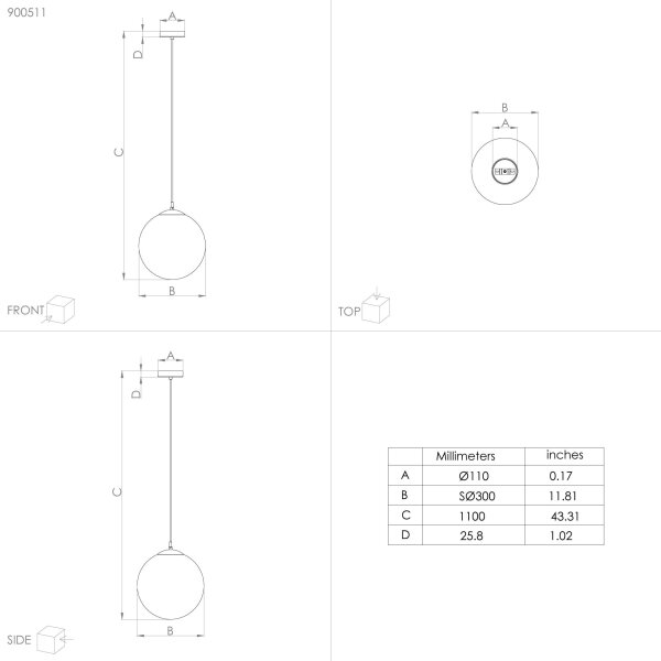 Eglo 900511 - Luster na lanku RONDO 1xE27/40W/230V