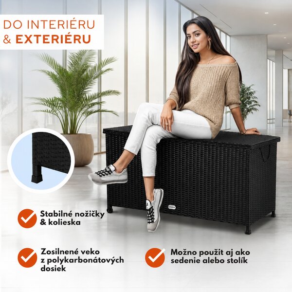 Polyratanový úložný box RICCO, 270L, 117x53x60cm, tmavá hnedá Casaria