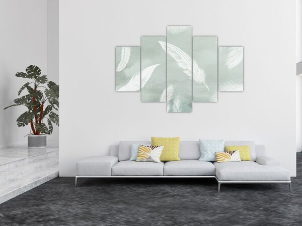 Obraz - Biele pierka (150x105 cm)