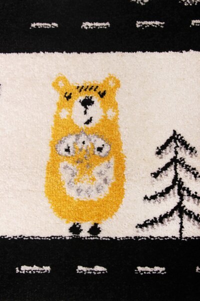 Detský koberec Kiddy H046A svetlosivý / žltý