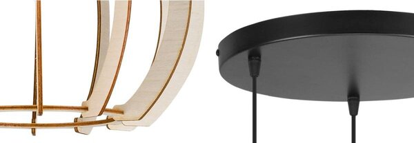 Závesné svietidlo Timber 9, 3x drevené tienidlo, o