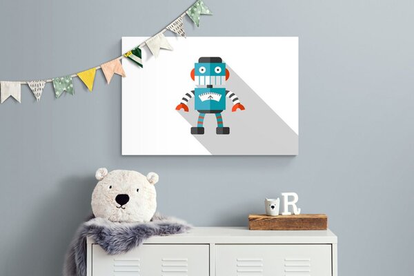 Obraz modrý robot na bielom pozadí