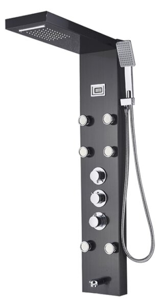 Termostatický LED luxusný sprchový panel Theo<span> - </span>Čierna