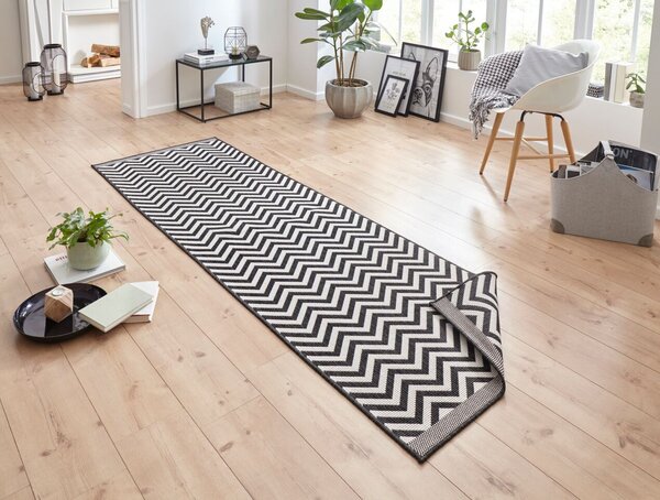 Hanse Home , Kusový koberec Twin Supreme 103433 Palma black creme – na von aj na doma, 80x150, čiernobiela, chodba / predsieň