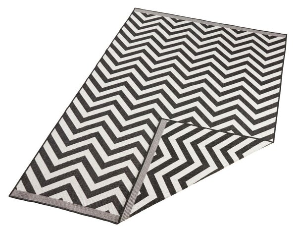 Hanse Home , Kusový koberec Twin Supreme 103433 Palma black creme – na von aj na doma, 80x150, čiernobiela, chodba / predsieň