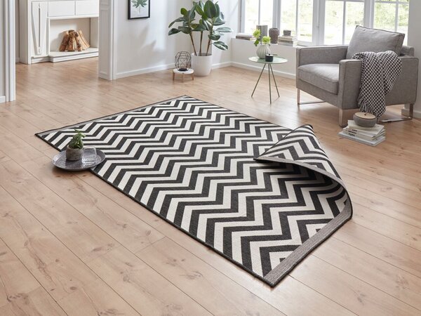 Hanse Home , Kusový koberec Twin Supreme 103433 Palma black creme – na von aj na doma, 80x150, čiernobiela, chodba / predsieň