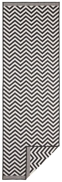 Hanse Home , Kusový koberec Twin Supreme 103433 Palma black creme – na von aj na doma, 80x150, čiernobiela, chodba / predsieň