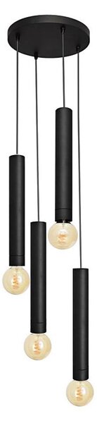 Luster na lanku TUBA 4xE27/15W/230V čierna