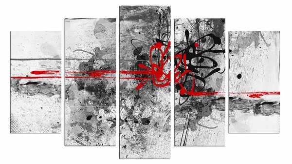 ASIR Obraz ABSTRACT ČIERNA ČERVENÁ MDF 5 ks