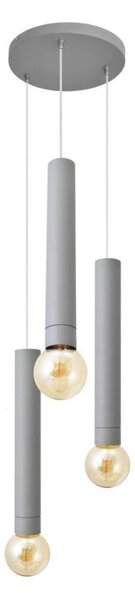 Luster na lanku TUBA 3xE27/15W/230V šedá