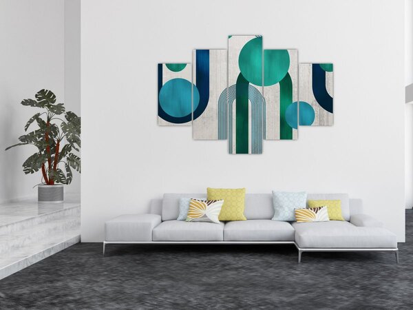 Obraz - Čiary a kruhové tvary (150x105 cm)