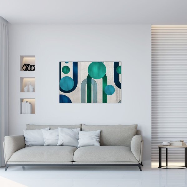 Obraz - Čiary a kruhové tvary (90x60 cm)