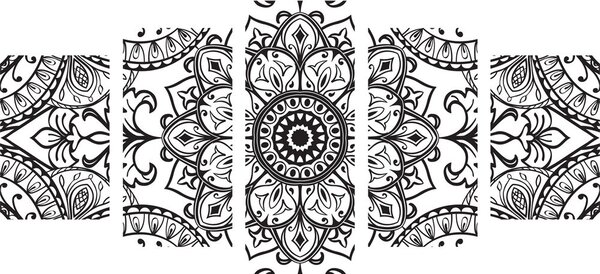5-dielny obraz čiernobiely ornament