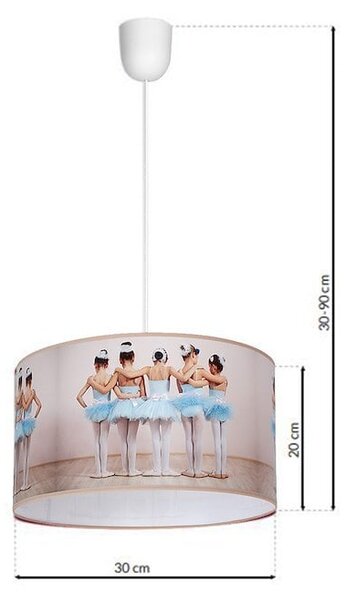 Detské závesné svietidlo Ballerina, 1x plastové tienidlo so vzorom, w