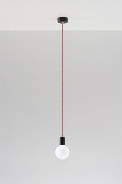 Luster na Lanku EDISON 1xE27/60W/230V čierna/ červená