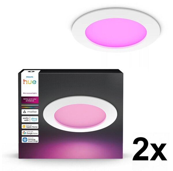 Philips - Sada 2x LED RGBW stmievateľných kúpeľňových podhľadových svietidiel Hue SLIM LED/12W/230V IP44