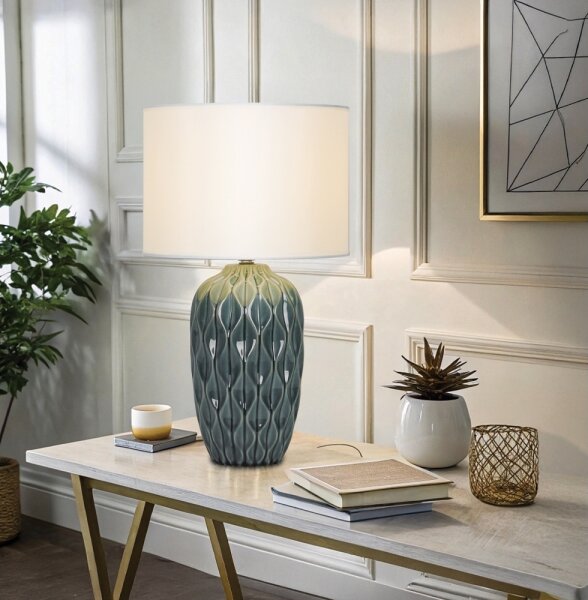 Stolná lampa PINEAPLE 1xE27/40W/230V biela/zelená