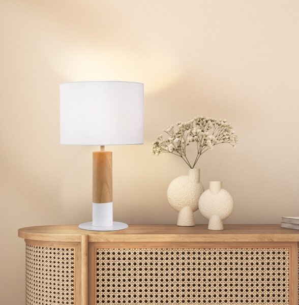 Stolová lampa CARROL 1xE27/40W/230V biela/hnedá