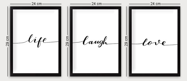 ASIR Dekoratívne obrázky LAUGH LIFE LOVE 24 cm