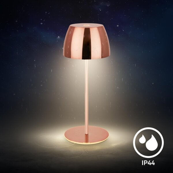 Briloner - LED stmievateľná nabíjateľná dotyková vonkajšia stolná lampa MINI LED/2,5W/5V IP44 1800 mAh medená
