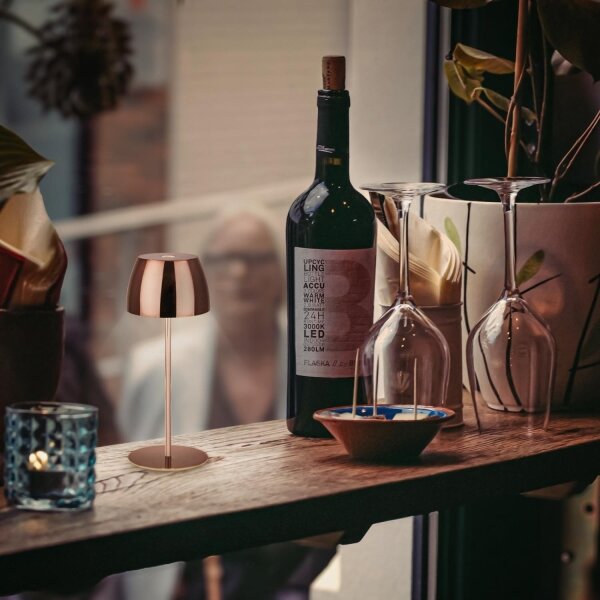 Briloner - LED stmievateľná nabíjateľná dotyková vonkajšia stolná lampa MINI LED/2,5W/5V IP44 1800 mAh medená