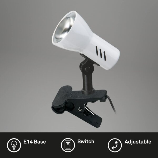 Briloner 2794/016P - Svietidlo s klipom 1xE14/40W/230V čierna/biela