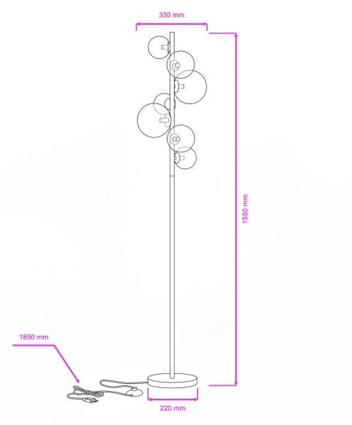 Brilagi - LED Stojacia lampa MILLA 7xG9/3W/230V zlatá