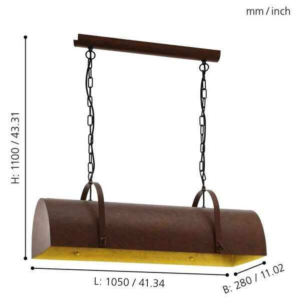 Eglo 49702 - Luster na reťazi DEERHURST 3xE27/60W/230V