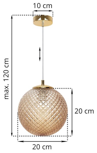 Závesne svietidlo Cannes, 1x medové sklenené tienidlo (fi 20 cm), G