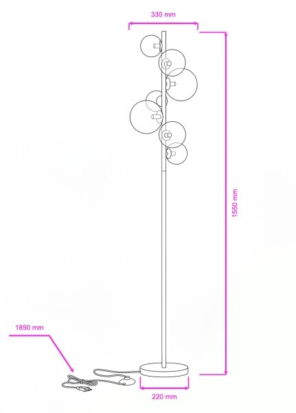 Brilagi - LED stojacia lampa MILLA 7xG9/3W/230V čierny chróm/biela