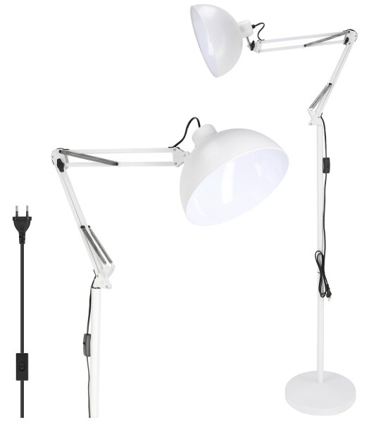 Brilagi - Flexibilná stojacia lampa TASKER 1xE27/60W/230V 157 cm biela