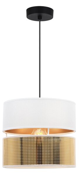 Závesné svietidlo Asti2, 1x PVC/biele textilné tienidlo, (fi 20cm), g, b
