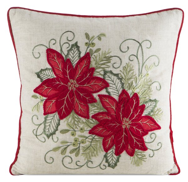 VIANOČNÁ DEKORAČNÁ OBLIEČKA NA VANKÚŠ POINSETTIA 45X45 CM VZOROVANÁ