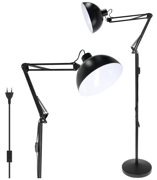 Brilagi - Flexibilná stojacia lampa TASKER 1xE27/60W/230V 157 cm čierna