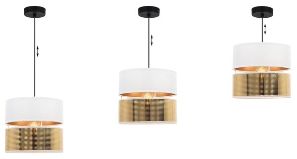 Závesné svietidlo Asti2, 1x PVC/biele textilné tienidlo, (fi 20cm), g, b