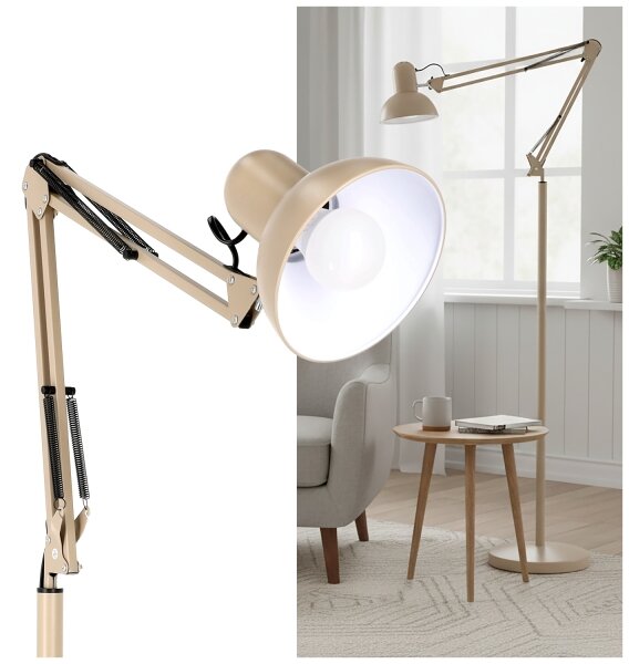 Brilagi - Flexibilná stojacia lampa TASKER 1xE27/60W/230V 184 cm béžová