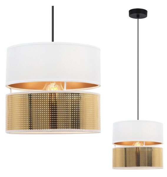 Závesné svietidlo Asti2, 1x PVC/biele textilné tienidlo, (fi 20cm), g, b