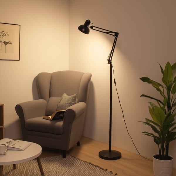 Brilagi - Flexibilná stojacia lampa TASKER 1xE27/60W/230V 184 cm čierna