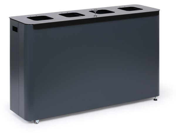 Odpadkový kôš na triedený odpad, 4 x 60 l, lakovaný sivý