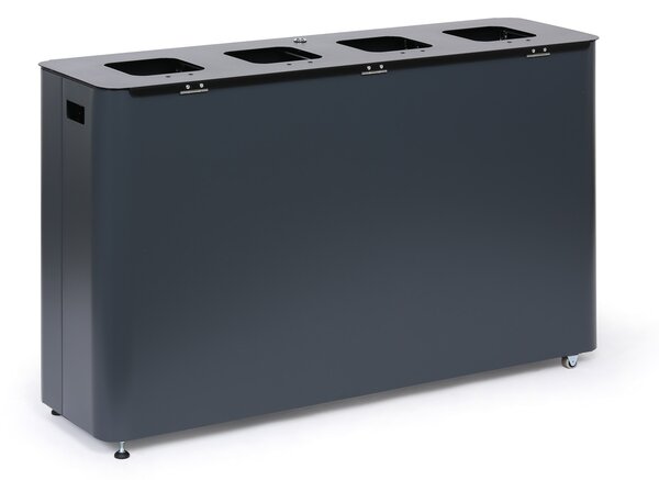 Odpadkový kôš na triedený odpad, 4 x 60 l, lakovaný sivý