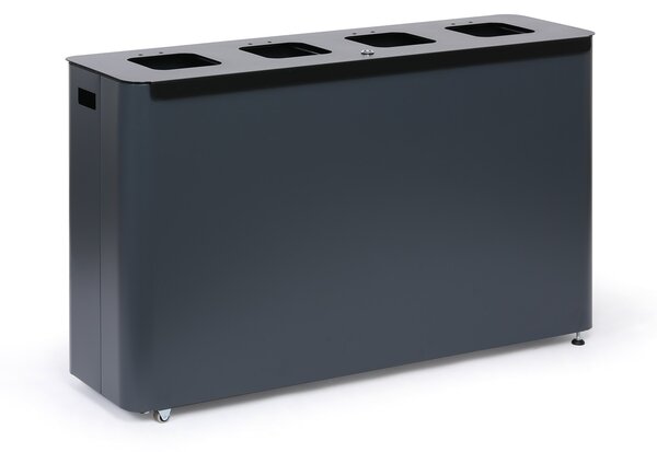 Odpadkový kôš na triedený odpad, 4 x 60 l, lakovaný sivý