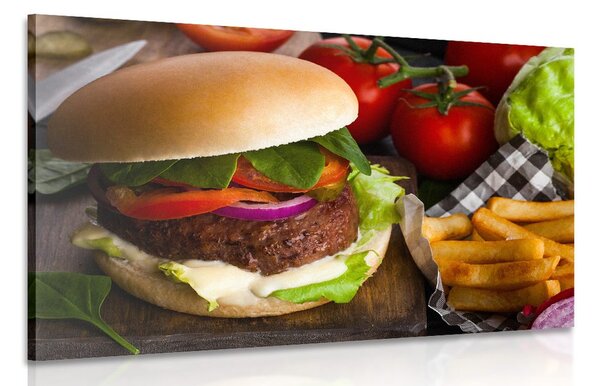 Obraz hamburger s hranolkami