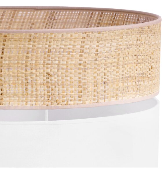 Závesné svietidlo Rattan, 1x ratanové/biele textilné tienidlo, (fi 45cm)